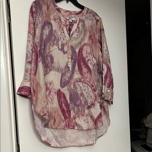 Chico's Pink & Purple Paisley Button-Front Tunic